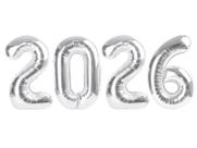 Balão Silver Numbers, balões de 40 polegadas, Feliz Ano Novo 2026, balões para festas de Ano Novo 2026, decoração de formatura, 2 6 20 26 festas de aniversário