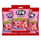 Balas de Gelatina Fini Aros de Morango 100g Kit com três unidades