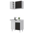 Balcão 1 Porta Denver e Armário Aéreo Austin de Canto Branco/Preto - Lumil Balcão 1 Porta Denver e Armário Aéreo Austin de Canto Branco/Preto - Lumil