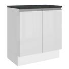 Balcão 100% Mdf 70 Cm 2 Portas Frentes Branco Brilho Acordes Madesa Branco