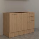Balcão 120cm com 2 Portas 3 Gavetas Divisor de Talheres e Rodapé Cz