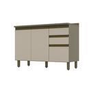 Balcão 120cm com Tampo 3 Portas 2 Gavetas Connect Henn - Duna/Cristal