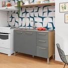 Balcão 120cm (Sem Tampo) 3 Portas 2 Gavetas Versalhes Freijo/Gris - SSX Multicoisas