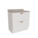 Balcão 2 Gavetões 80cm com Tampo Arizona CabeCasa MadeiraOriginals Branco/Cobre