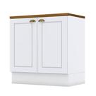 Balcão 2 Portas 80 Cm Americana Branco Com Tampo Para Cooktop Nature Henn
