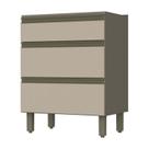 Balcão 3 Gavetas 60cm Connect Duna/Cristal - Móveis Henn