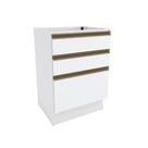Balcão 3 Gavetas Kappesberg Celeste 100% Mdf Branco 60cm Balcão 3 Gavetas Kappesberg Celeste 100% Mdf Branco 60cm