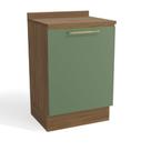 Balcão 60cm com Tampo 1 Porta Botanic Kappesberg - Nogueira/Verde Oliva