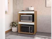 Balcão Adriana para Cooktop 4 ou 5 Bocas Amêndoa Branco Ajl Móveis