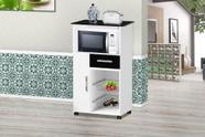 Balcão alto fruteira p/ microondas p/ forno elétrico com rodinhas atl. 1 porta + gaveta cor branco preto marmorizado