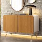 Balcão Aparador Buffet Pé Metal Benvenuto Cinamomo/Off - HB Móveis Balcão Aparador Buffet Pé Metal Benvenuto Cinamomo/Off - HB Móveis