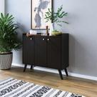Balcão Aparador Buffet Preto 3 Portas MDP 90cm Sala Jantar Moderno e Funcional