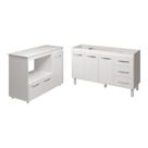 Balcão Armário Cozinha Carine Gabinete De Pia 140 Cm E Balcão Lilian Para Forno Elétrico E Microondas Branco