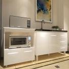Balcão Armário Cozinha Gabinete de Pia 120 cm Bruna e Balcão para Microondas e Forno Elétrico Amanda Branco