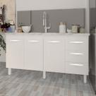Balcão Armário Cozinha Gabinete para Pia 148 cm 3 Gavetas e 3 Portas Deise Branco Balcão Armário Cozinha Gabinete para Pia 148 cm 3 Gavetas e 3 Portas Deise Branco