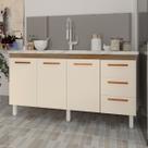 Balcão Armário Cozinha Gabinete para Pia 148 cm 3 Gavetas e 3 Portas Deise Savana Off White Balcão Armário Cozinha Gabinete para Pia 148 cm 3 Gavetas e 3 Portas Deise Savana Off White