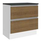 Balcão Armário de Cozinha 100% MDF 80 cm 2 Gavetas Branco/Rustic Acordes Madesa Balcão Armário de Cozinha 100% MDF 80 cm 2 Gavetas Branco/Rustic Acordes Madesa