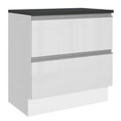 Balcão Armário de Cozinha 100% MDF 80 cm 2 Gavetas Frentes Branco Brilhante Acordes Madesa