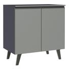 Balcão Armário de Cozinha 80 cm 2 Portas Com Pés Cinza Nice Madesa