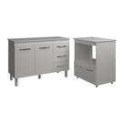 Balcão Armário Gabinete Bruna 118 Cm Com Tampo Tampão E Balcão Amanda Para Forno E Microondas Branco