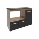 Balcão Armário Gabinete De Cozinha Para Fogão Cooktop 4 Bocas E Forno 3 Portas Alana Mobília Decor Savana Preto