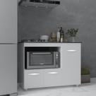 Balcão Armário Gabinete de Cozinha Para Fogão Cooktop 5 Bocas e Forno 3 Portas Alana Mobília Decor Branco