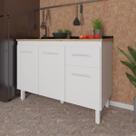 Balcão Armário Gabinete Para Pia de Cozinha 118 cm Aline 3 Portas e 1 Gaveta Branco