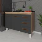 Balcão Armário Gabinete Para Pia de Cozinha 118 cm Bruna 2 Portas e 3 Gaveta Savana Preto Balcão Armário Gabinete Para Pia de Cozinha 118 cm Bruna 2 Portas e 3 Gaveta Savana Preto