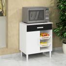Balcão Armário Microondas Forno Fruteira Multiuso Branco/Preto