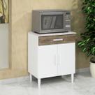 Balcão Armário Organizador Microondas Simples Cozinha Branco/Rústico
