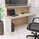 Balcão Atendimento Recepção Consultório 140x60cm Bege/Carvalho/Branco