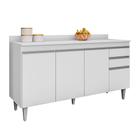Balcão Ayla 150cm 4 Portas S/ Tampo Branco - Vallisa Decor