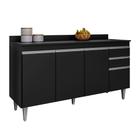 Balcão Ayla 150cm 4 Portas S/ Tampo Preto - Vallisa Decor