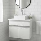 Balcão Banheiro 60cm Milão Com Tampo E Cuba Mdf 15mm Branco Montado Balcão Banheiro 60cm Milão Com Tampo E Cuba Mdf 15mm Branco Montado