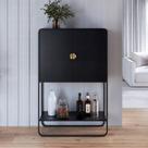 Balcão Bar 2 Portas 90cm Orgânico Pé Metal Luna