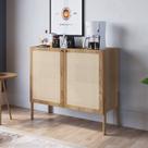 Balcão Bar 2 Portas 93cm Palhinha Pé Madeira Oslo
