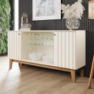 Balcão Buffet 1,50m x 0,43m Contemporâneo com 4 Portas 2 em Vidro para Sala de Jantar