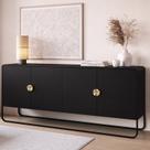 Balcão Buffet 180cm 4 Portas Orgânico Pé Metal Luna