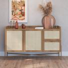 Balcão Buffet 2 Portas 2 Gavetas 139cm Palhinha Pé Metal