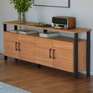 Balcão Buffet 4 Portas 100% Mdf Industrial F45 Freijó/Preto Fosco - Pradel