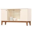 Balcão Buffet 4 Portas Ripado E Vidro 150 Cm Eiffel Nature Henn