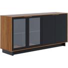 Balcao Buffet Aparador 160 Cm 4 Portas V1524 Noce Milano Preto Clb Noce Milano Preto