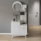 Balcão Buffet Aparador com Espelho 2 Portas 1 Gaveta e Gancho MDP Branco Tecnomobili Balcão Buffet Aparador com Espelho 2 Portas 1 Gaveta e Gancho MDP Branco Tecnomobili