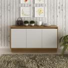 Balcão Buffet Aparador de Sala 3 Portas 1 Gaveta Interna MDP Amêndoa/Off White Tecnomobili