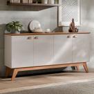 Balcão Buffet Atlanta 4 Portas Off White/Nature - Tebarrot