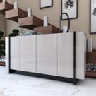 Balcão Buffet Balneário Camboriú 4 Portas 2 Prateleiras Off White/Preto - Panorama Móveis