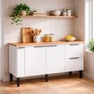Balcão Buffet Cozinha com Tampo 144x85x51cm Cisne 150 Cozimax Branco/Jequitiba