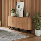 Balcão Buffet curvo 4 Portas 180cm 100% MDF Freijó Preto Fosco Dalla Costa