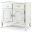 Balcão Buffet de Madeira com 2 Portas e 2 Gavetas Branco Envelhecido