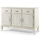 Balcão Buffet de Madeira com 3 Portas e 3 Gavetas Branco Envelhecido